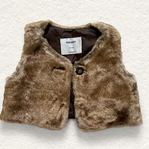 Old Navy Brown Faux Fur Vest Baby 12–18 Months NWT